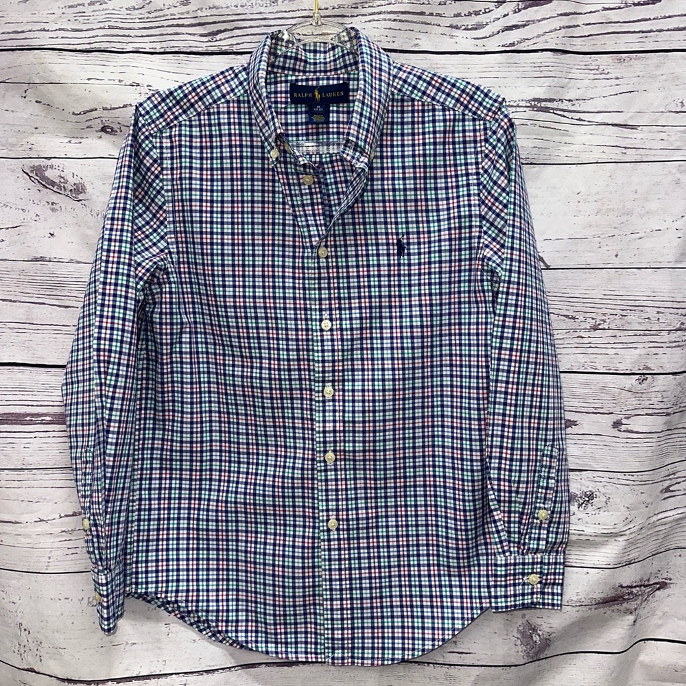 Polo by Ralph Lauren Boy's Blue Checkered Shirt Size Medium - Picture 1 of 3